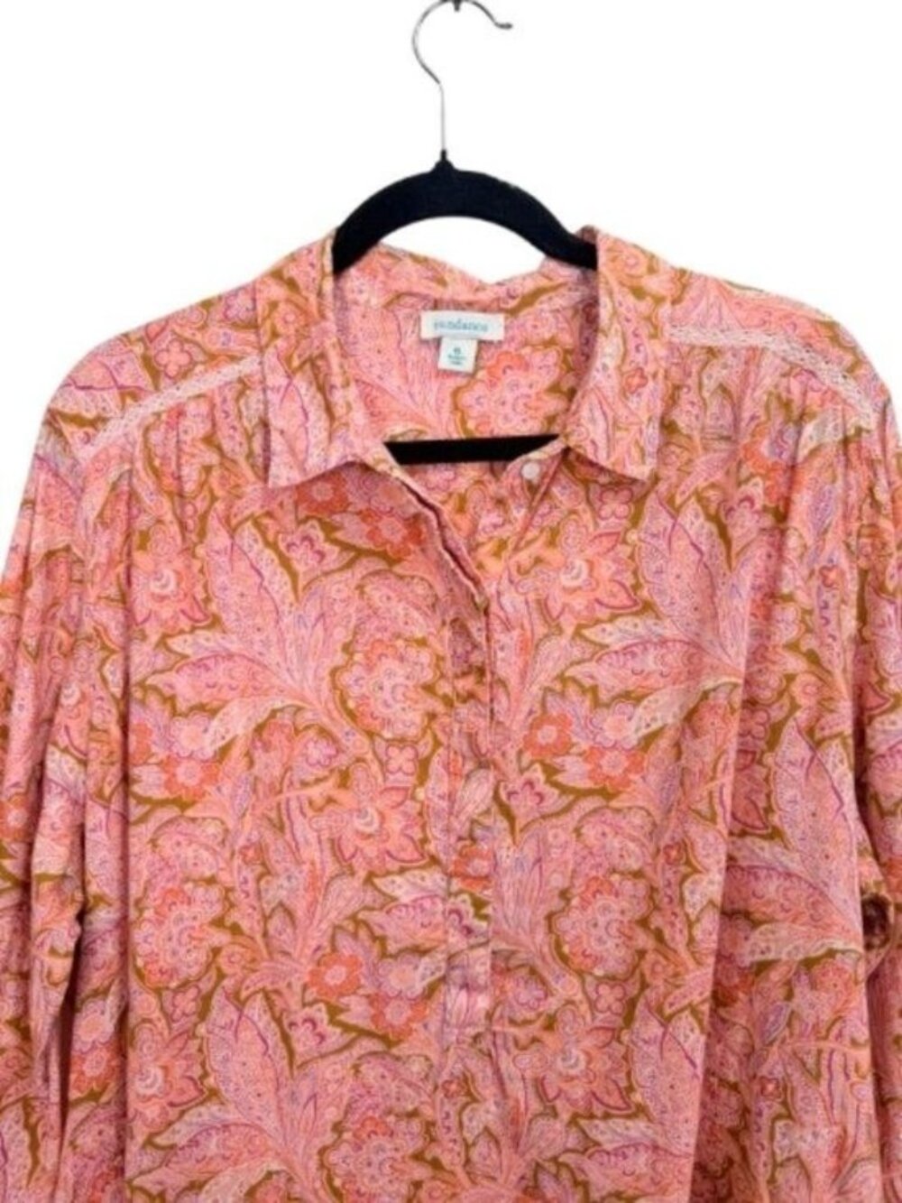 Sundance Poppy Bloom Oversized Long Sleeve Popover Top Shirt Saize XL - Picture 4 of 11